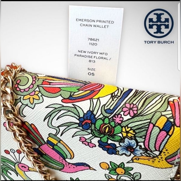 🎀NWT Authentic RARE Tory Burch Emerson Printed Chain Crossbody & 18k Gold Kira. - Picture 8 of 12